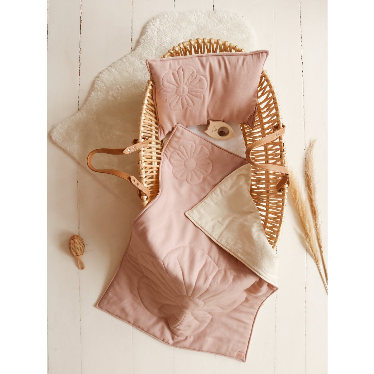 Linen bloom child cover set "Powder pink"