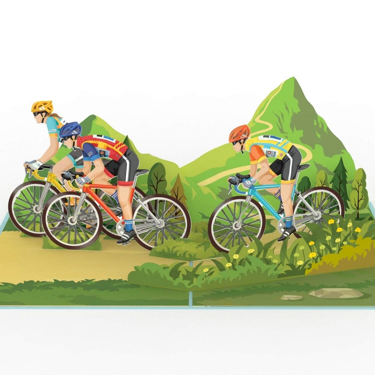 Racing cyclist pop-up card