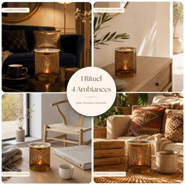 Bruciaprofumo Metally Leaves – Motivo Originale in Metallo Traforato e Vetro – Decorazione per Interni – Idea Regalo