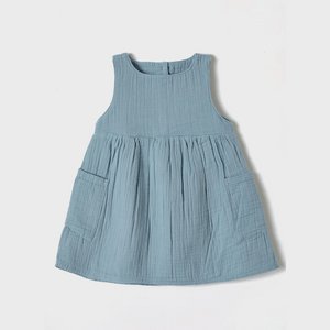 OrganicEra Ärmelloses Kleid aus Bio-Musselin mit Tasche, Aqua