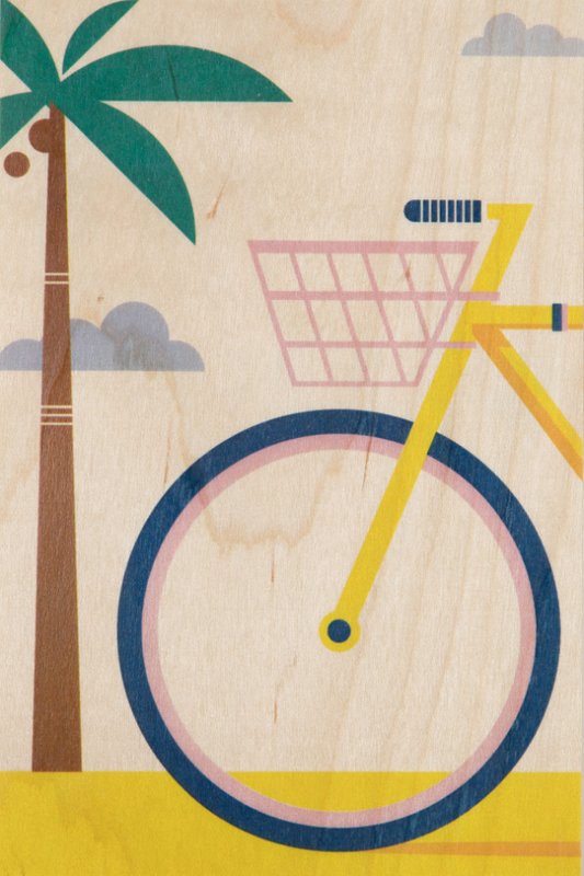 Miami miabike wooden postcard