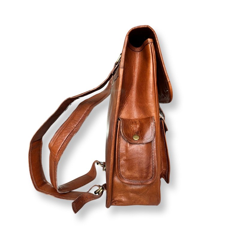 Large Capacity Leather Backpack Vintage Brown MIRA