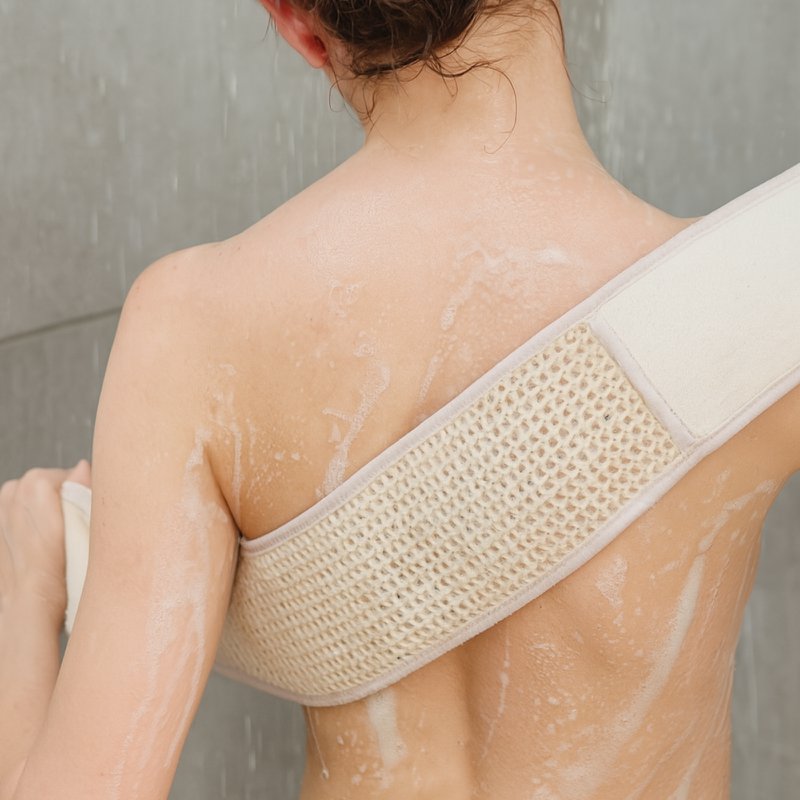 Horsehair Massage Strap - Horsehair Side and Soft Cotton Side - Scrub Effect Toilet Strap for the Shower - Against Orange Skin