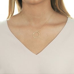 Large circle necklace with diamonds, 18K yellow gold