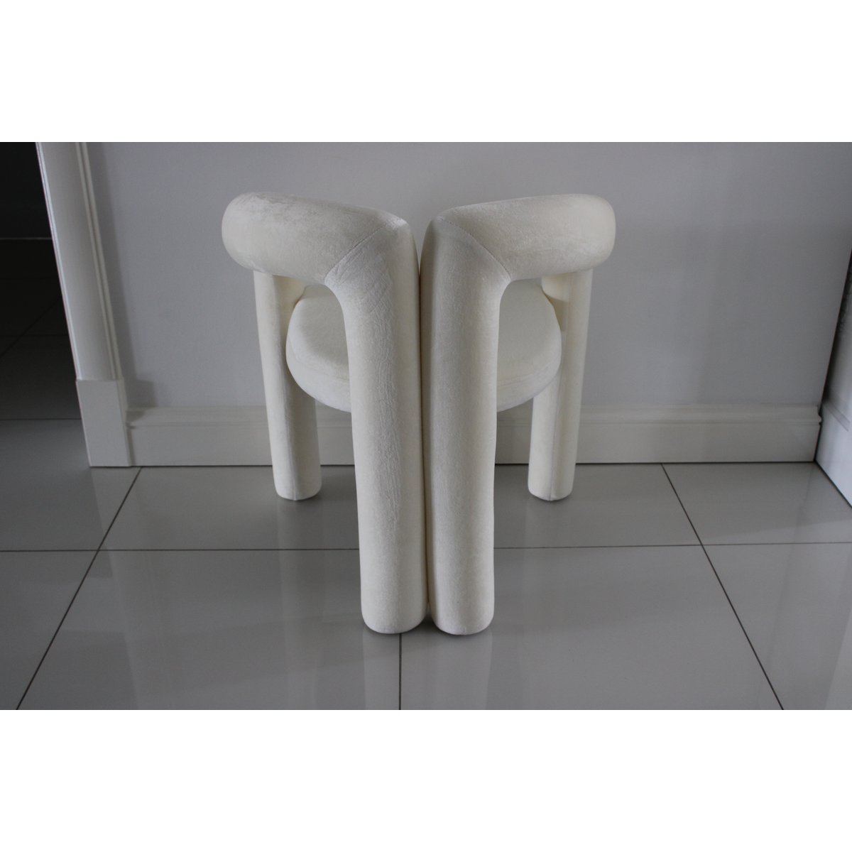 Esszimmerstuhl Japandi White Velvet
