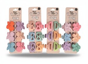 Pastel Flower & Bow Hair Claw Clips Set of 6