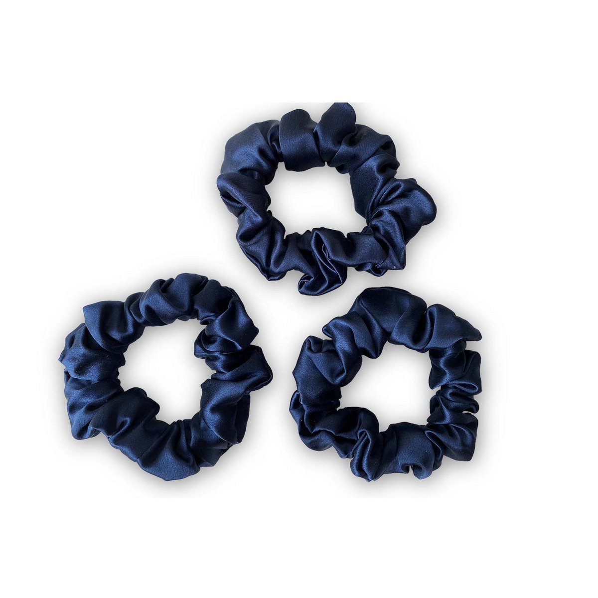 Midnatsblå silke scrunchies sæt
