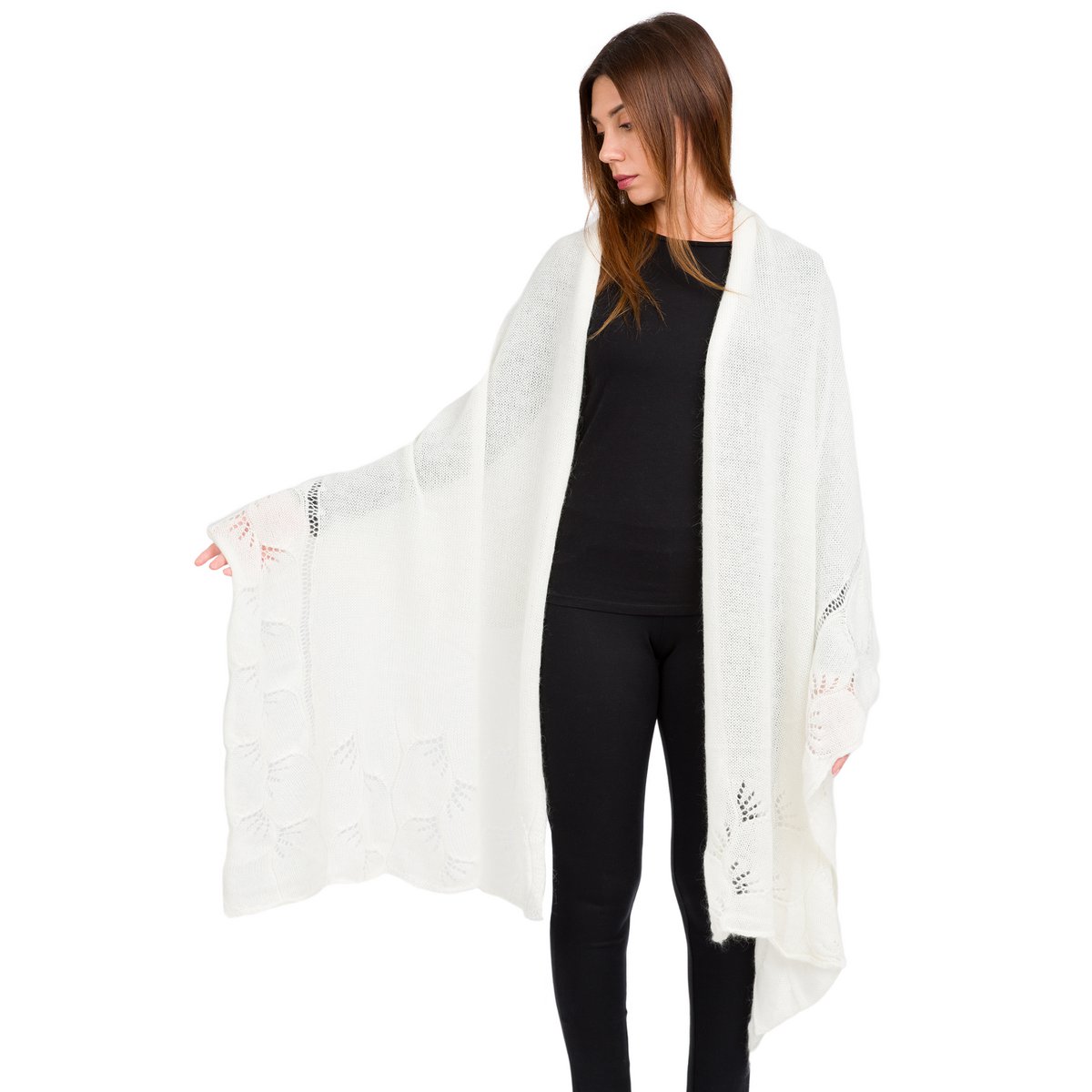 Zoe - Stole met doorboorde rand in Mohair -wol gemengd