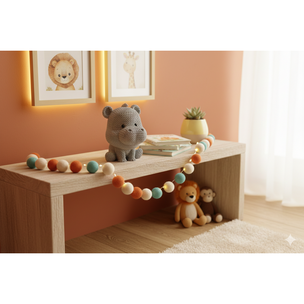 Eterna Wonder — Dzianinowa figurka hipopotama — Dekoracyjna mini rzeźba — Jasnoniebieski — 15 cm