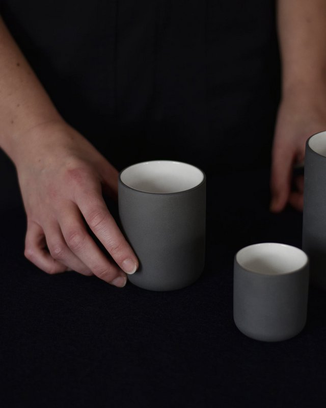 Espressotasse Fundament | dunkelgrau / weiß