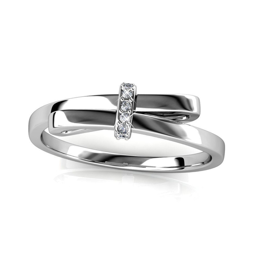 Bague Luminous Bow - ArgentÃ© et Cristal