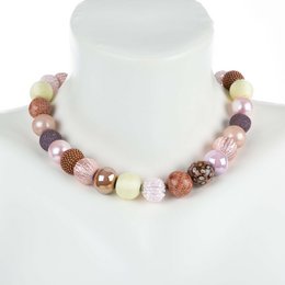 Soft, sensory necklace with a mix of beads in various colors and textures, including round, oval, and irregular shapes. The necklace features a mix of materials such as glass, wood, and metal, creating a unique and tactile design.