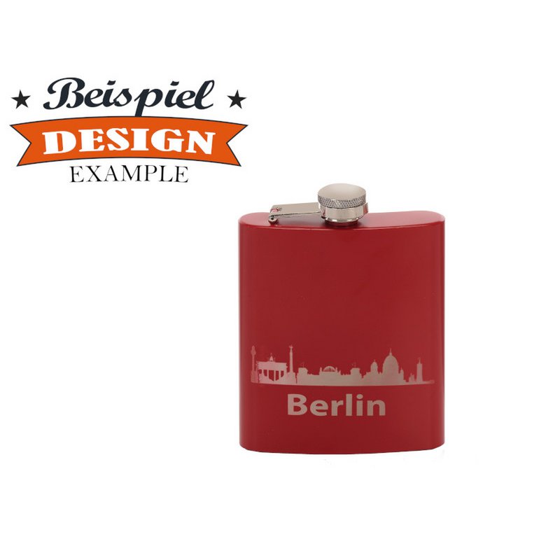 Metalen heupfles, rood, 200ml