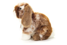 Konijn zittend donkerbruin wit gevlekt 20 cm - knuffel - knuffeldier