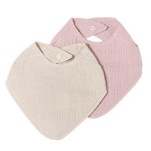 Musselin-Lätzchen-Set Altrosa & Beige