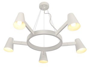 Kroonluchter ijzer Biarritz 5-arm rond, wit