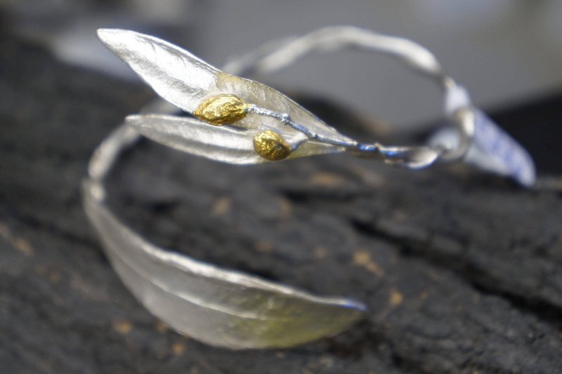Silver Olive Branch Bracelet, Sterling Silver Jewelry, Adjustable Cuff, Gift for Her, Birthday Gift for Women, Handmade Jewelry