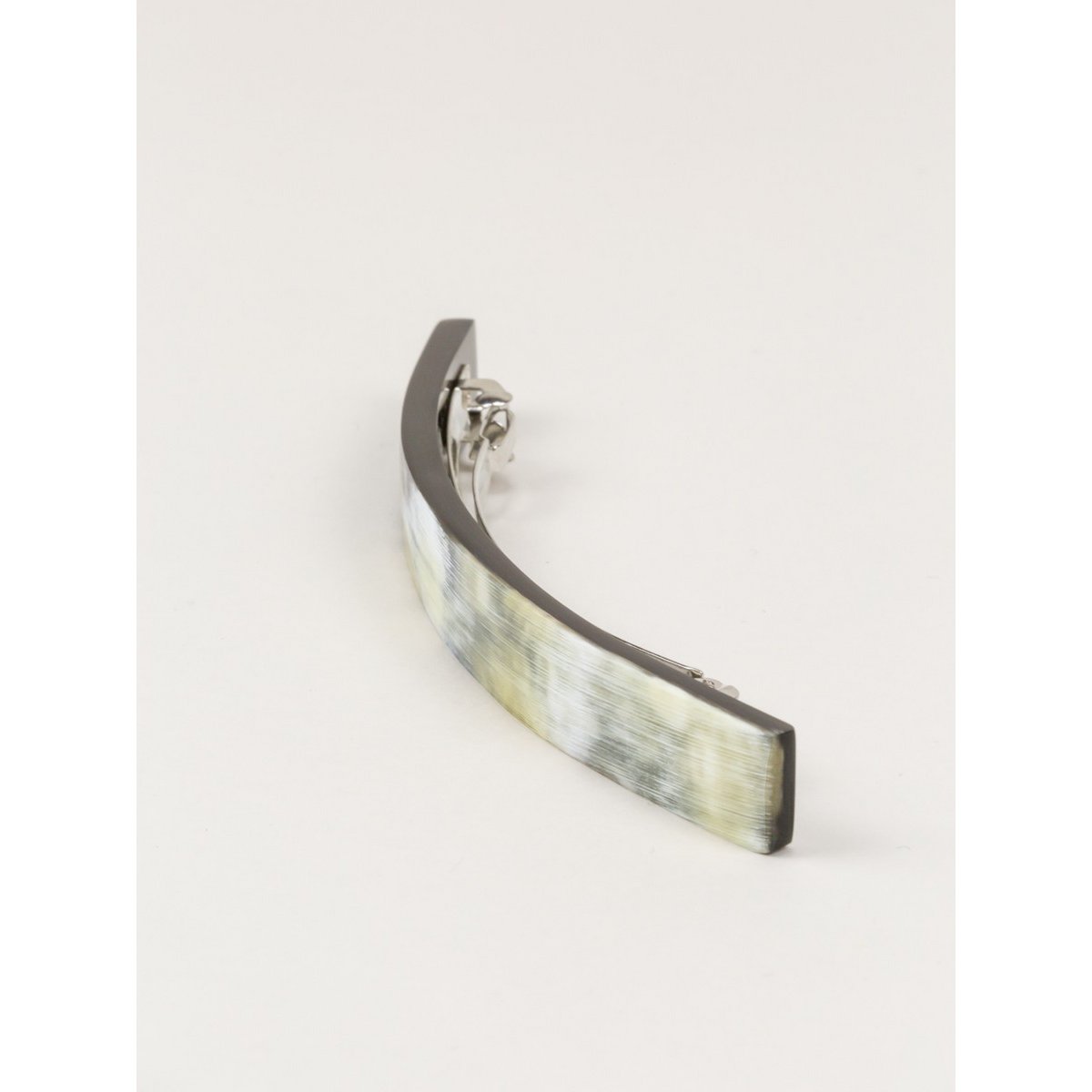 Long rectangular barrette in black african horn