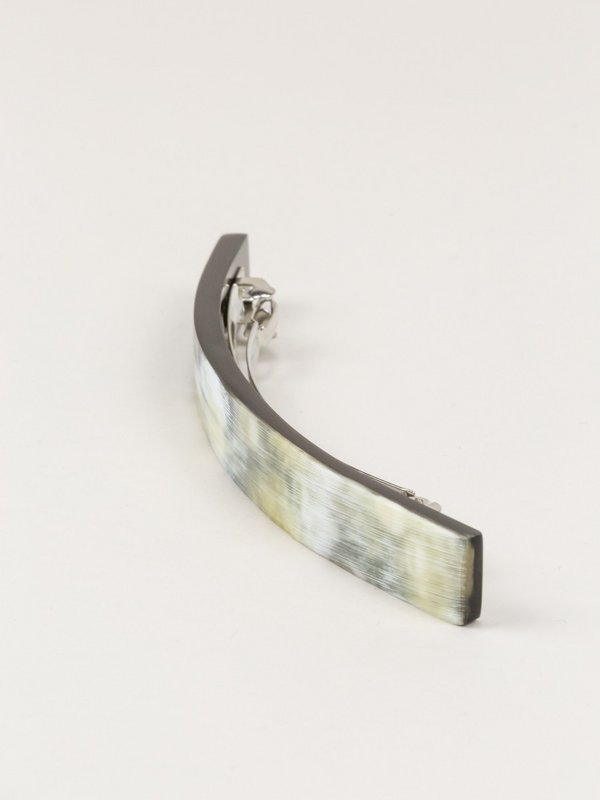 Long rectangular barrette in black african horn