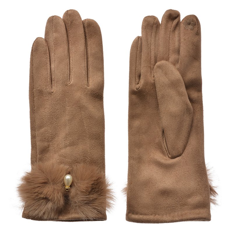 Gloves winter 9x23 cm Brown polyester