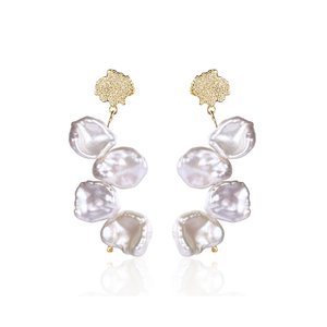 Earrings gold/white pearl