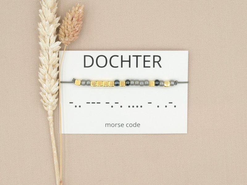Morse code armband Dochter (zilver,rosé goud,goud)