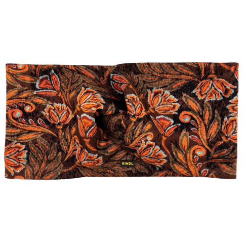 Twist Headband - Orange Indian Flower, Ponte Jersey