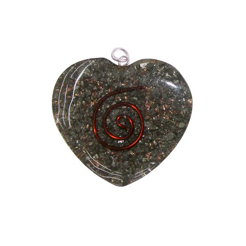 Orgonite Heart Pendant - Pyrite