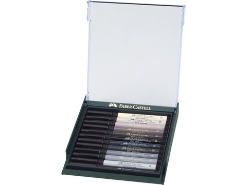 Zeichenmarker FC Pitt Artist Pen Pinselset 12 Stück Graustufen