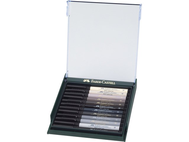 Zeichenmarker FC Pitt Artist Pen Pinselset 12 Stück Graustufen