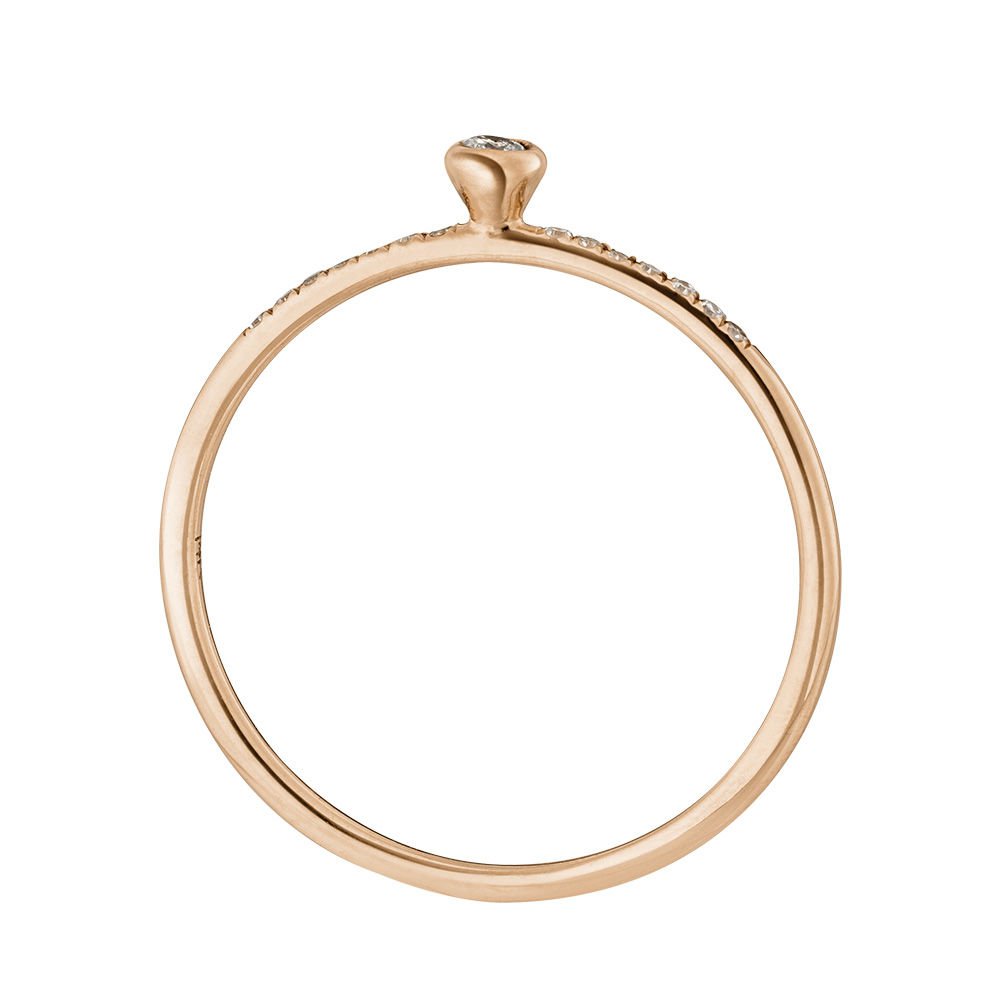 Anillo pequeño, diamante blanco, oro rosa de 14 quilates