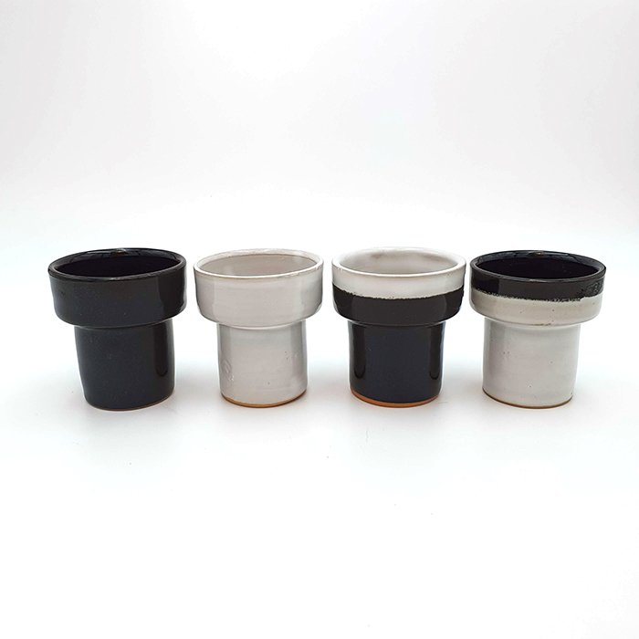Cup-Kerzenhalter-Topf Tall 2tone weiß mit schwarzem Rand 200-043