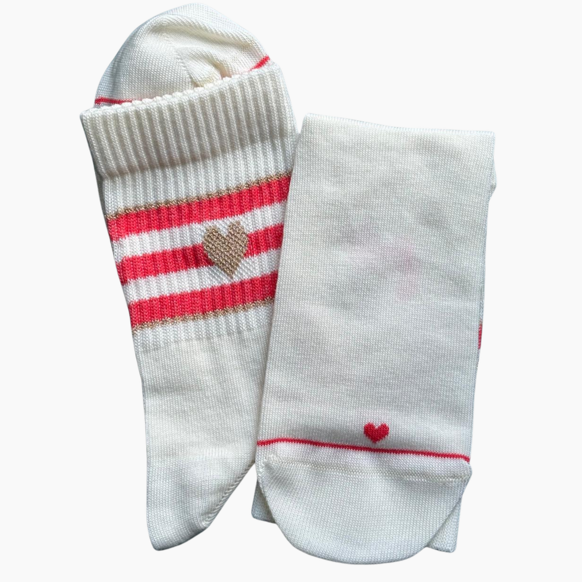 Socke Coral Stripey Heart