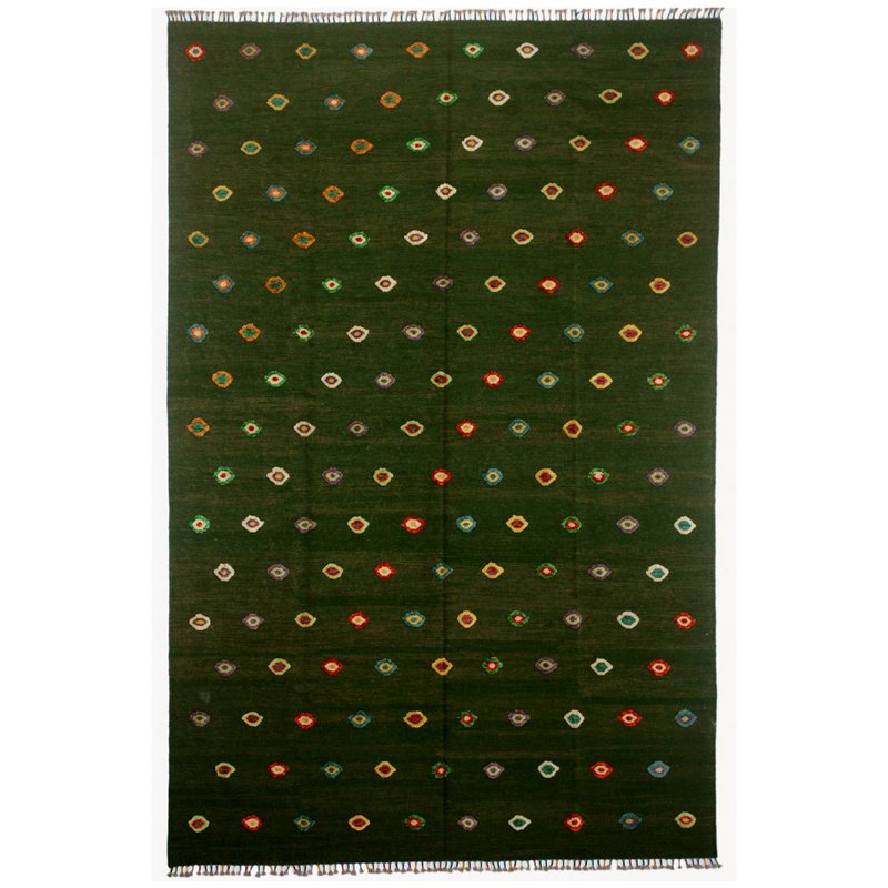 Soumak Turtle Green Kilim Rug