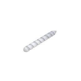Spiral selenite massage rod, white translucent crystal, cylindrical elongated shape, polished smooth texture.