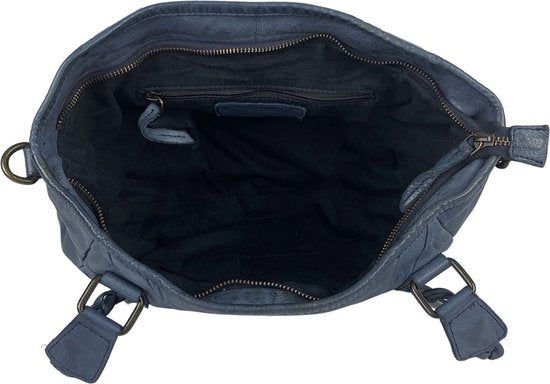 Borse per donne arrigo - borsa a tracolla e borsa della pelle lavata in blu