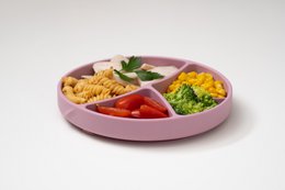 PIATTO IN SILICONE CON VENTOSA ROSA