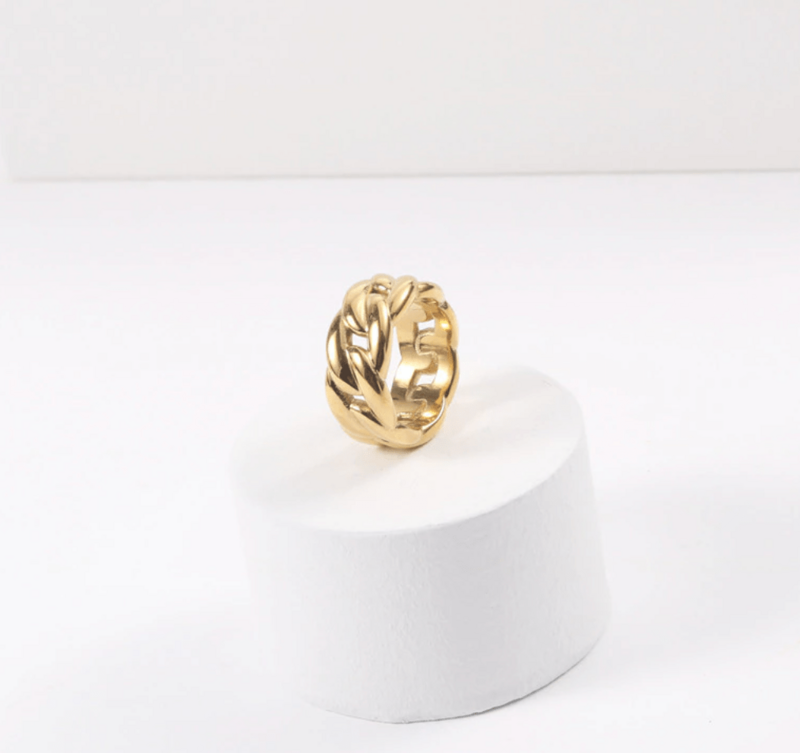 Maëlys - Wide Twisted Rope Gold Ring
