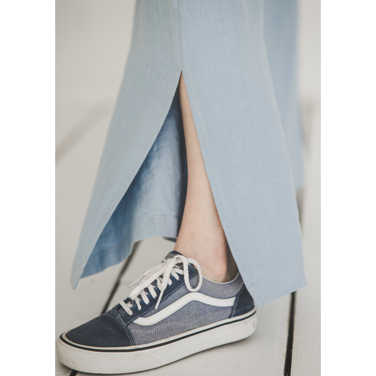 Lässige Leinenhose mit Schlitz für Damen