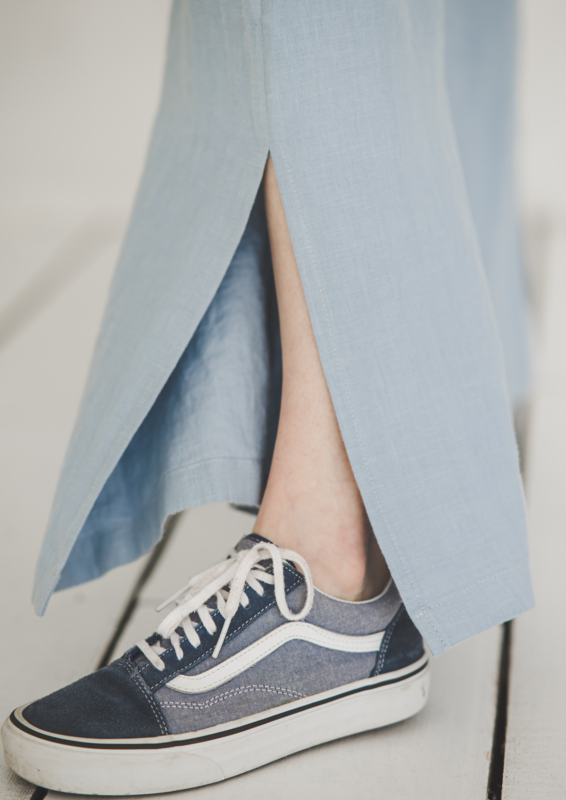 Lässige Leinenhose mit Schlitz für Damen