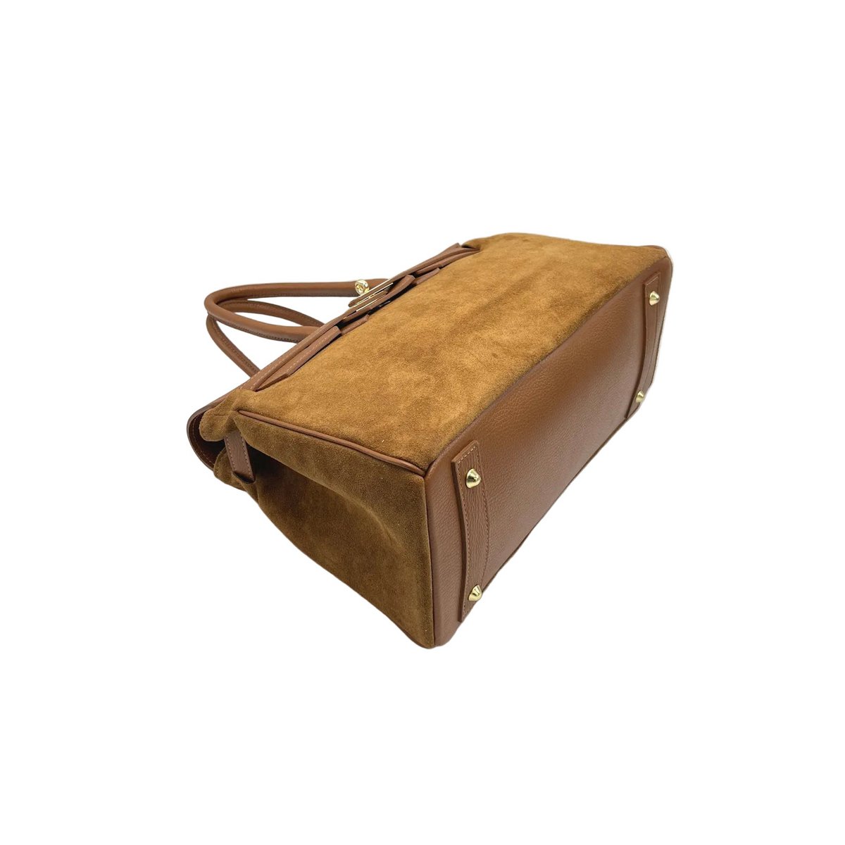 Bolso de mano en ante y piel auténtica, tamaño grande, Made in Italy, art. 112755