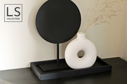 LS Collection® - Rektangel 40x20cm - Bakke - Lysbakke - Lysbakke - Serveringsbræt - Træbakke - Træbakke - Plateau - Dekoration - Boligtilbehør - Mat Sort