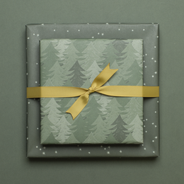 Carta da regalo natalizia sostenibile verde, carta da regalo Alberi di Natale e stelle - carta da regalo fronte-retro realizzata con carta riciclata al 100%.