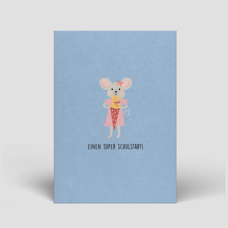 Carte postale - Scolarisation - Souris avec cône scolaire - N°92