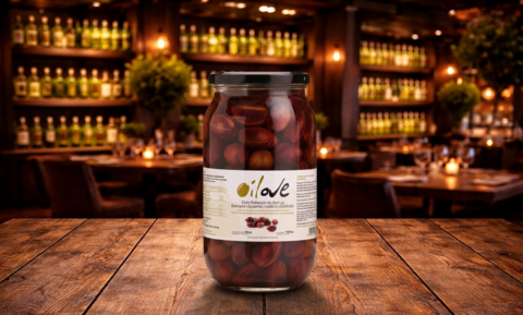 OILOVE® TABLE  OLIVES in brine and organic olive  oil, Glass Jar