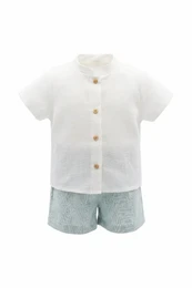 Set neonato, maglietta bianca e pantaloncini