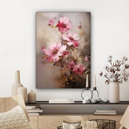 Lærredsmaleri - vægdekoration blomster - lyserød - kunst - akvarel - vægdekoration stue - soveværelsesdekoration - værelse tilbehør - lærredsmalerier