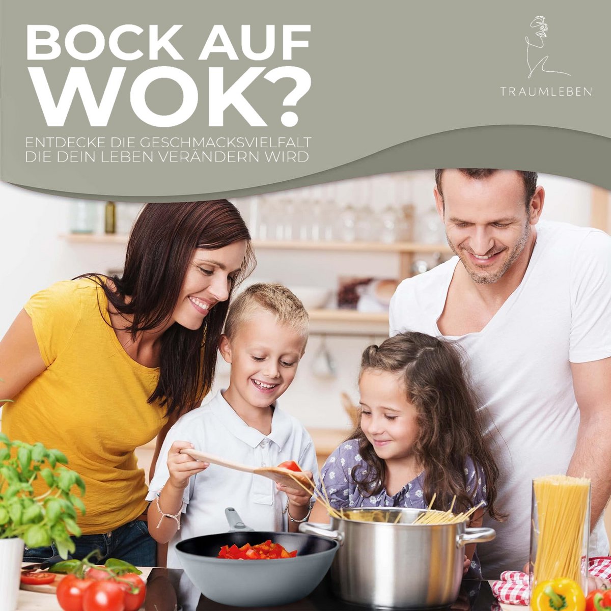 WOOB Pan 28 cm, powłoka bezsterdyka, zdejmowane uchwyty, indukcja, odporna na piekarnik (szary)