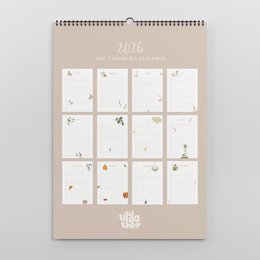 Family calendar 2026 A3 Tilda&Theo - cozy motifs illustrated calendar with 5 columns