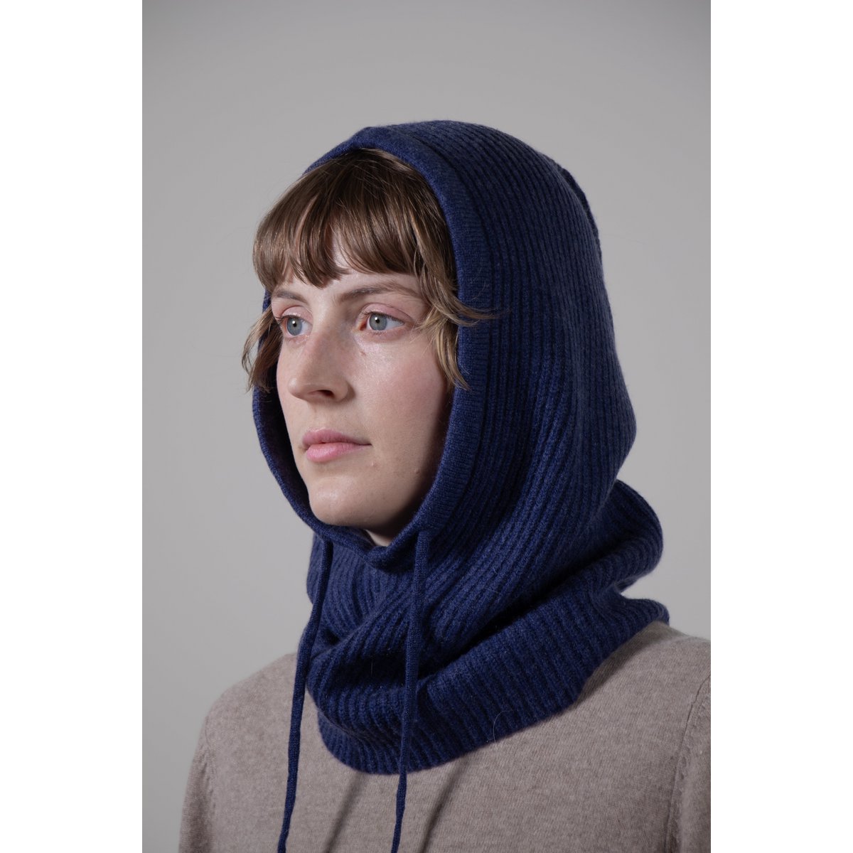 Acanalado: 100% de cachemira balaclava de punto